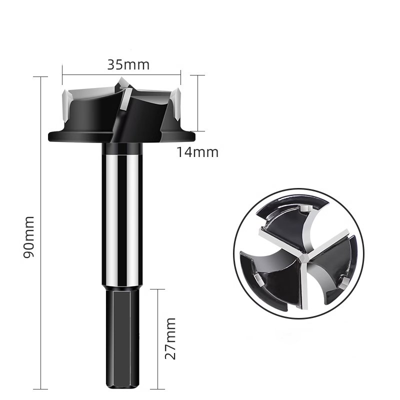 Positionable Alloy Steel Wood Hole Saw Auger Opener Woodworking Hinge Hole Drilling Boring Bit Cutter
