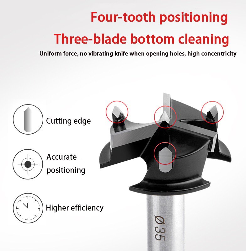 Positionable Alloy Steel Wood Hole Saw Auger Opener Woodworking Hinge Hole Drilling Boring Bit Cutter