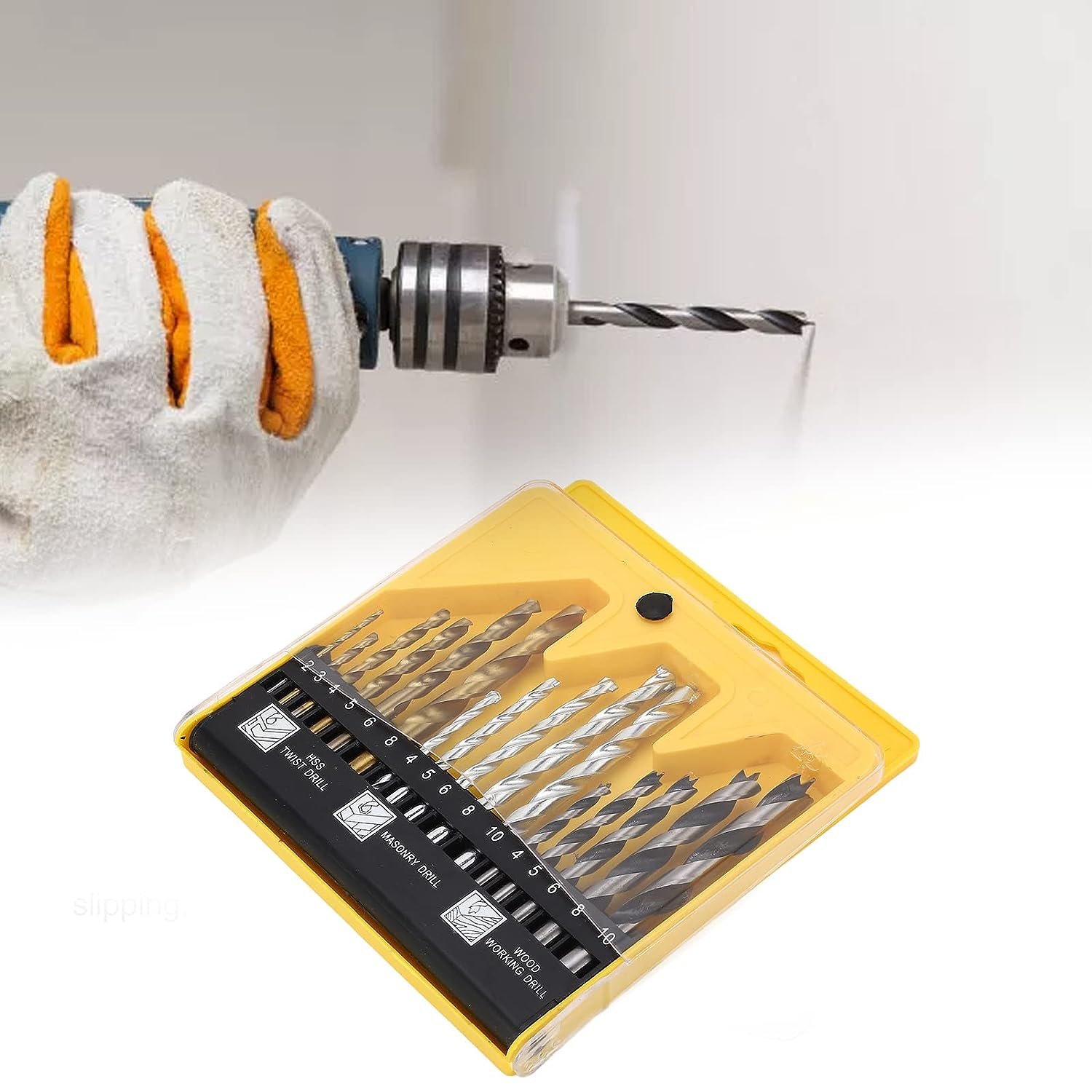 16PCS Multi Function High Speed Steel HSS Twist Masonry Wood Working Drill Bits Set with Straight Round Shank Spiral Flute
