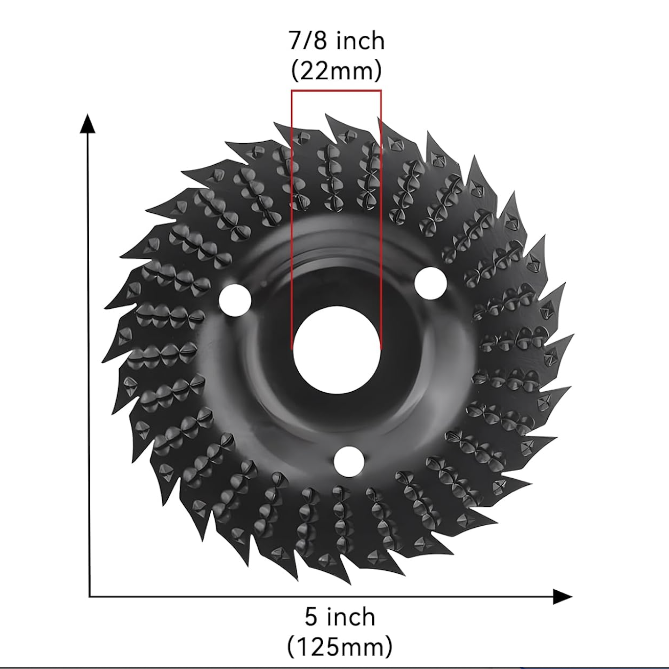 Wood Carving Disc Set with 7/8" Arbor for 5" Angle Grinder