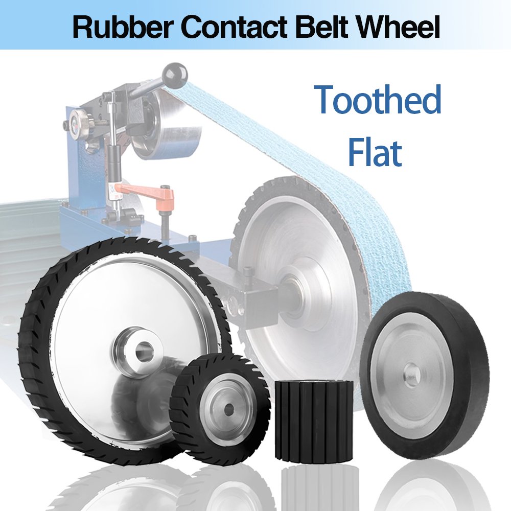 RUIZUAN 200 250 300mm Serrated Belt Grinder Contact Wheel Bore 20mm Rubber Wheel for Abrasive Grinding Belt With Bearing