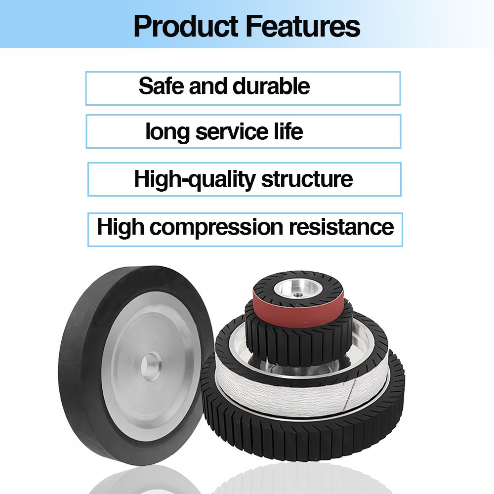 RUIZUAN 200 250 300mm Serrated Belt Grinder Contact Wheel Bore 20mm Rubber Wheel for Abrasive Grinding Belt With Bearing