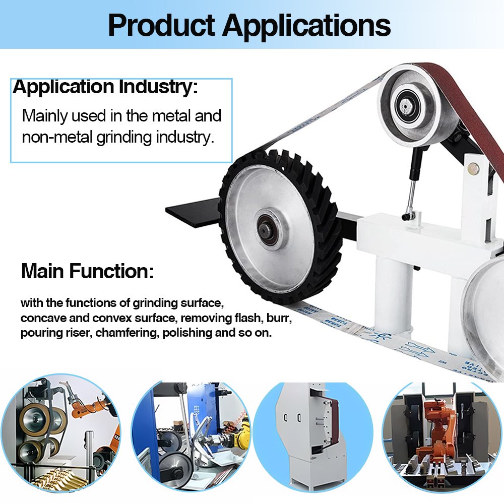 RUIZUAN 200 250 300mm Serrated Belt Grinder Contact Wheel Bore 20mm Rubber Wheel for Abrasive Grinding Belt With Bearing