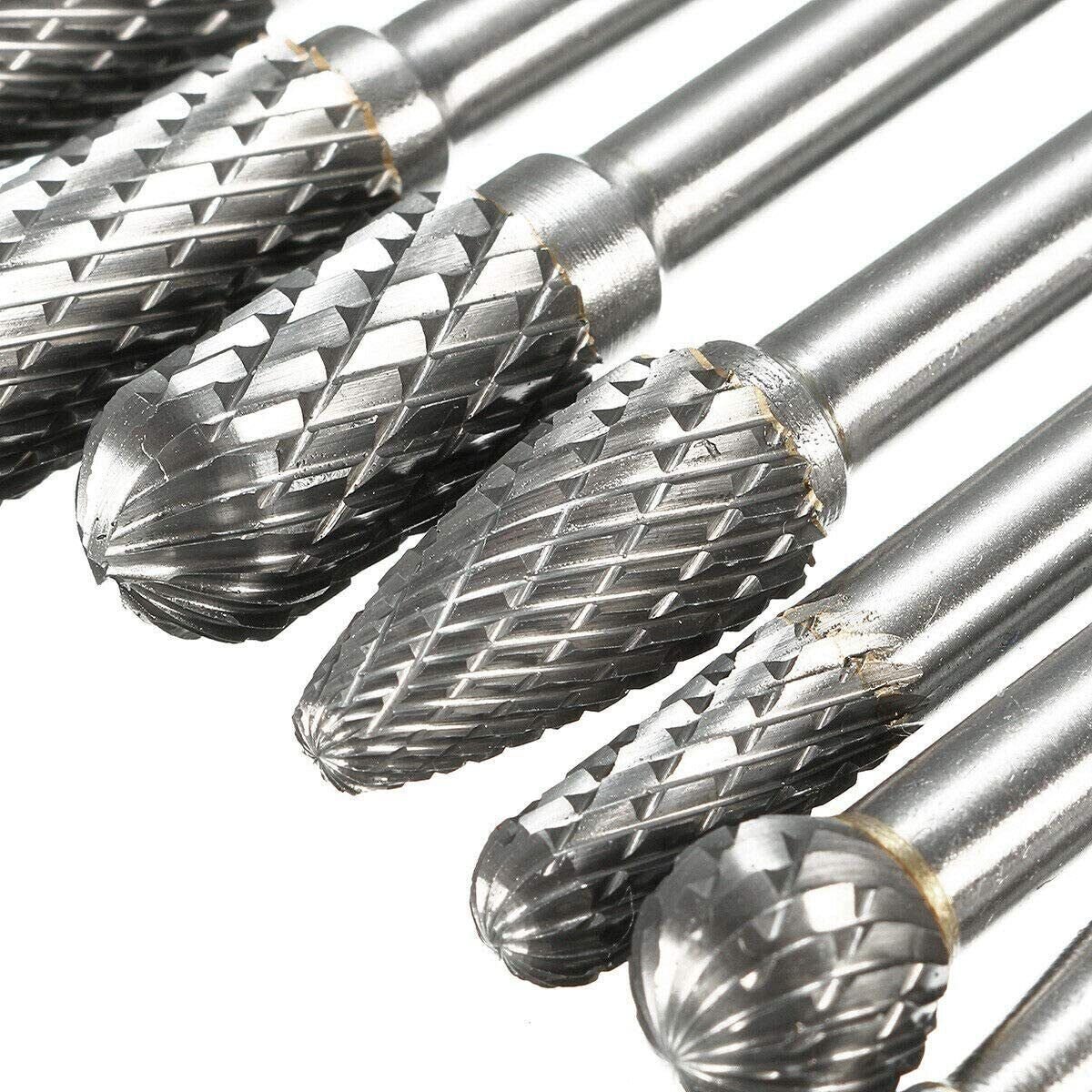 8pcs-set 50sets-carton 1/4'' Double Cut Tungsten Steel Carbide Rotary Burr Die Grinder Shank Bit Set Abrasive Tools from US