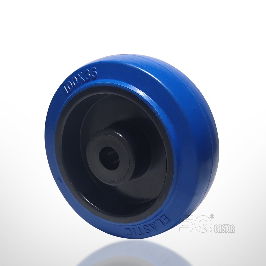 Blue Elastic Rubber Wheel 250mm 500kg Load Roller Bearing