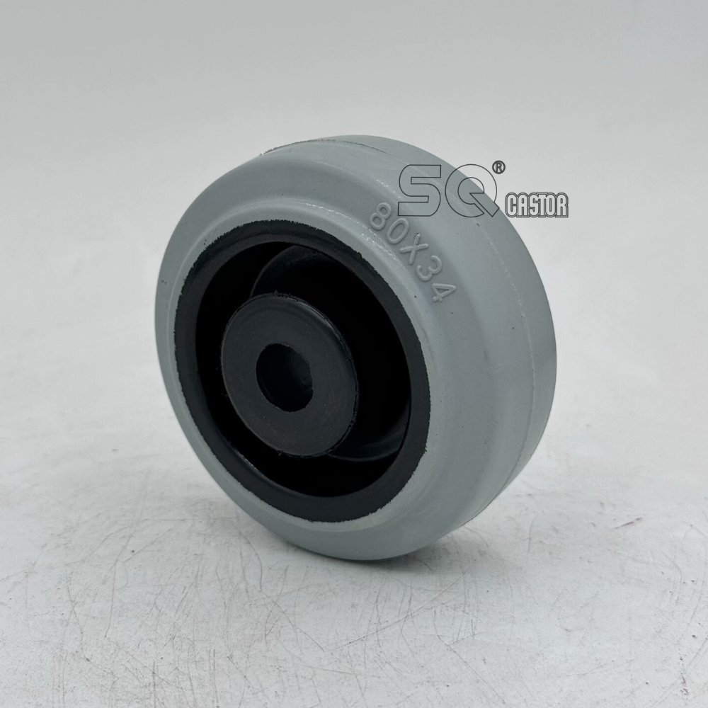 Blue Elastic Rubber Wheel 250mm 500kg Load Roller Bearing
