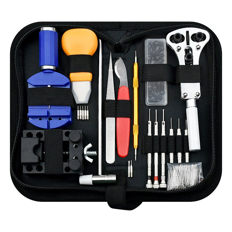 147pcs portable diy watch repair tool kit Spring Bar Tool, Replace Battery, Band Remover Base Opener professional repair set