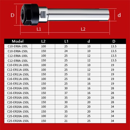 BEGO CNC Holder Accessories Straight Shank ER Extension Rod Boring Bar C16-ER11A /ER11M
