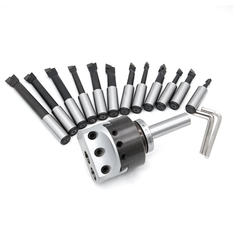 3" Boring Head SET 12 Pcs Carbide Boring Bars C20 F1-12 75mm Boring Head With 12pcs 18mm Boring Bars Milling Machine Accessories