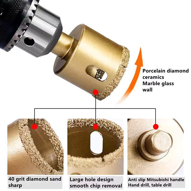 Vacuum brazed drilling core bits diamond drill bit hole saw for ceramic tile marble granite
