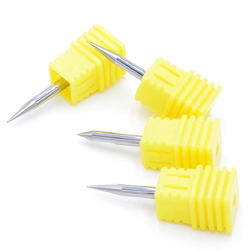 4mm Tungsten Steel Flat-Bottomed Sharp Knife PCB Engraving Bit V-Shaped Tip Milling Cutter CNC Polishing Knife Tool