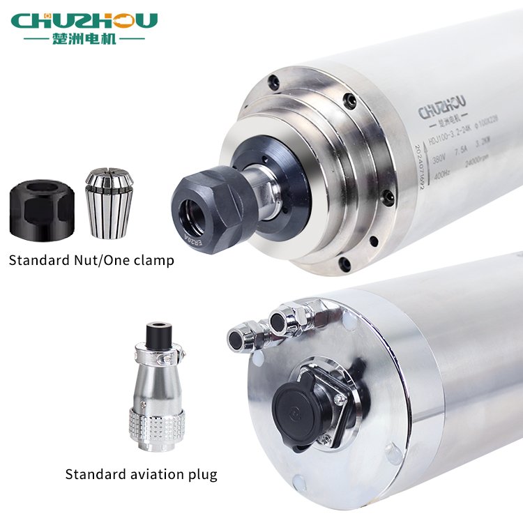 3KW Machine Tools Accessories Water Cooled Motor ER20 100mm Cnc Router High Frequency Wood Working Spindle For Metal Milling