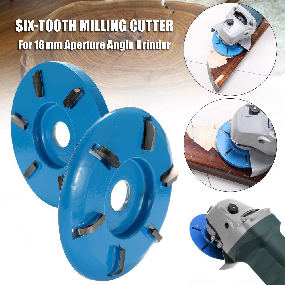 90mm Six Teeth Power Wood Carving Disc Tool Milling Cutter for 16mm / 22.23mm Bore Aperture Angle Grinder Milling Cutter Flat