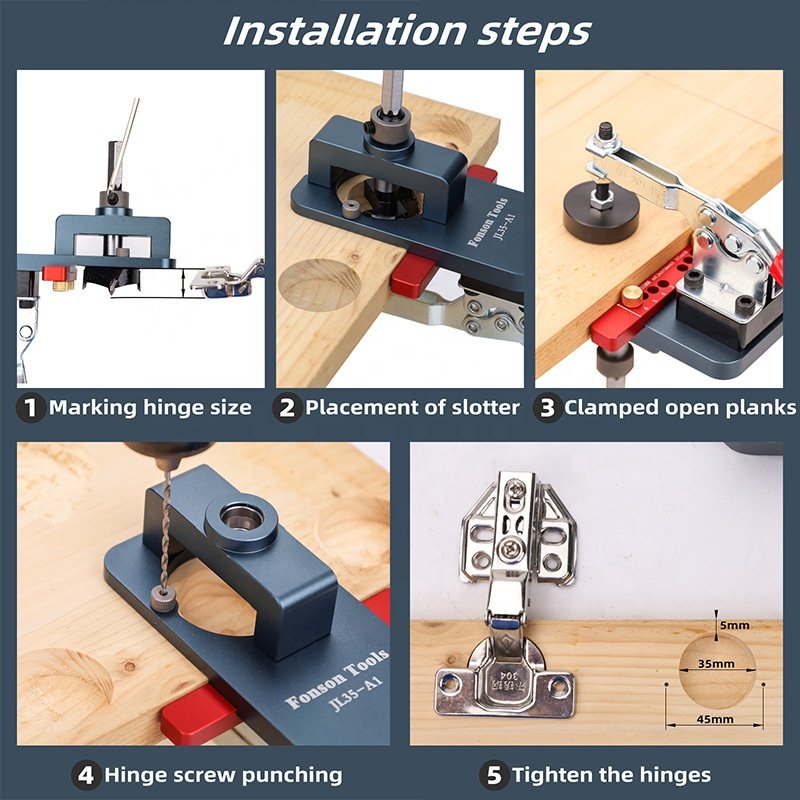 Aluminum Hole drilling guide locator 35mm Concealed Woodworking Hinge Boring Jig Drill Guide Hole Locator