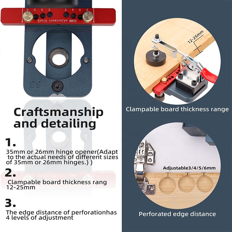 Aluminum Hole drilling guide locator 35mm Concealed Woodworking Hinge Boring Jig Drill Guide Hole Locator