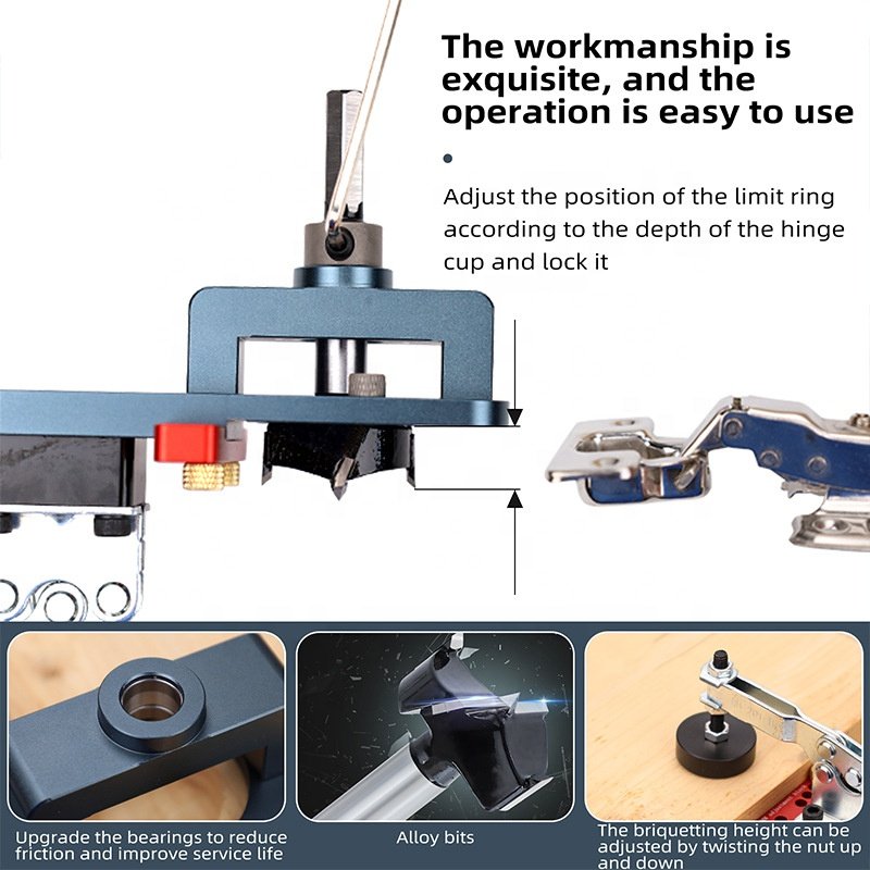 Aluminum Hole drilling guide locator 35mm Concealed Woodworking Hinge Boring Jig Drill Guide Hole Locator