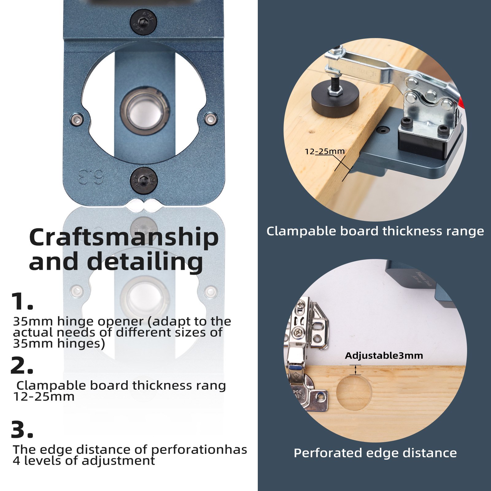 Woodworking Upgrade 35mm Concealed Hinge Jig Kit Hinge Boring Jig Drilling Guide Locator for Face Frame Cabinet Cupboard Tools