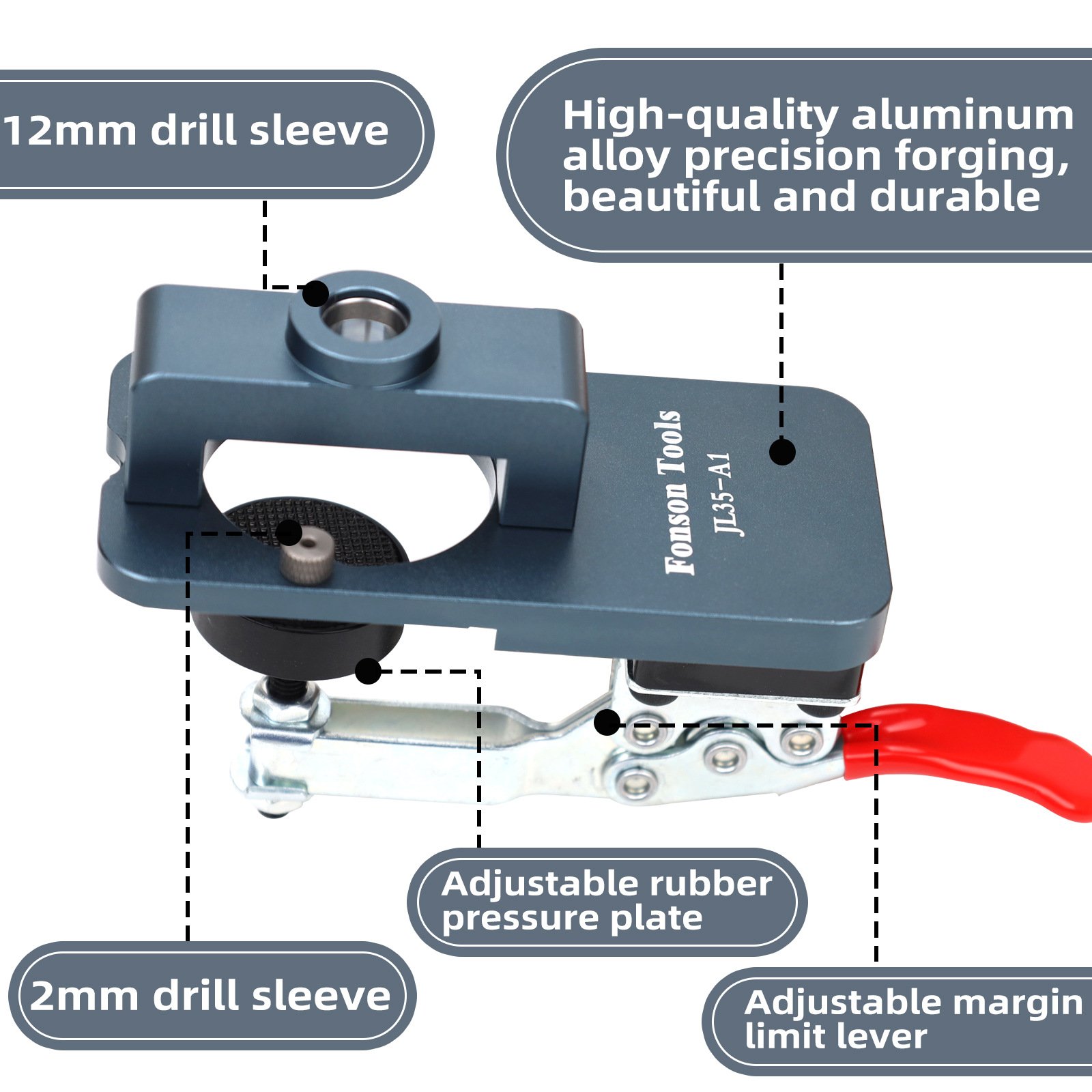 Woodworking Upgrade 35mm Concealed Hinge Jig Kit Hinge Boring Jig Drilling Guide Locator for Face Frame Cabinet Cupboard Tools
