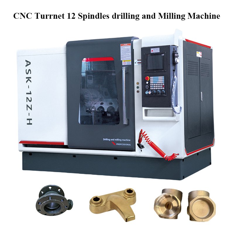 CNC Machine Turret Twelve Spindles Compound Machine Drilling Tapping and Milling Machine For Auto parts, pump valves metal parts