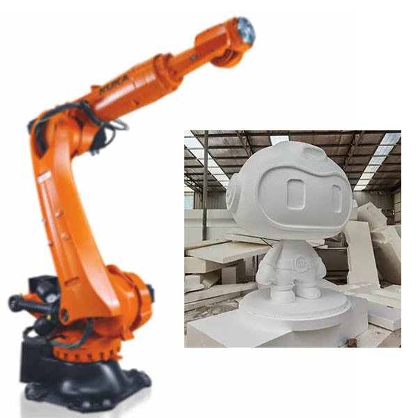cnc kuka robotic arm with long rails for large size sculpture milling