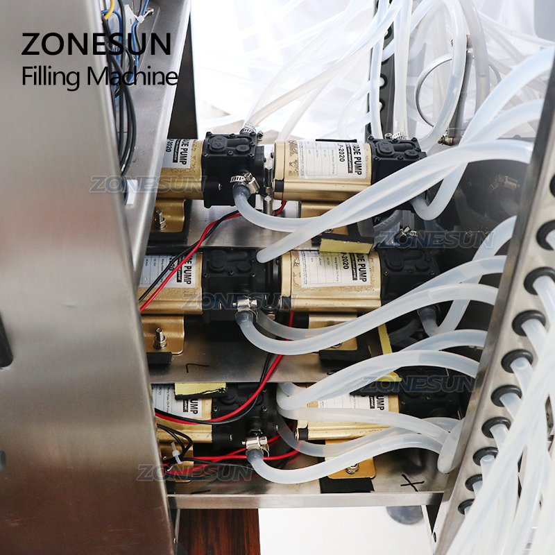 ZONESUN ZS-DPYT12P 12 Heads Semi Automatic Diaphragm Pump Juice Liquid Bottle Filling Machine