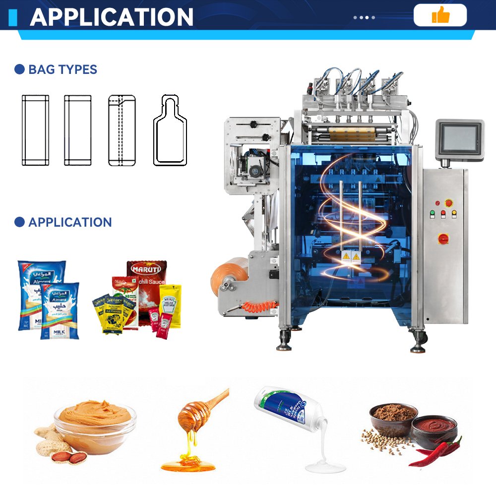 Manufacturer multi-lanes multi-function filling machinery honey juice sauce stick honey packaging liquid sachet packing machine