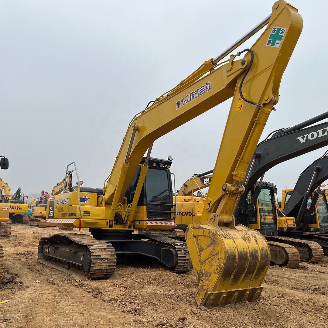 Used Komatsu PC220 22ton Medium Excavator for Sale Earthmoving Hydraulic Crawler for Ore Trench Excavation