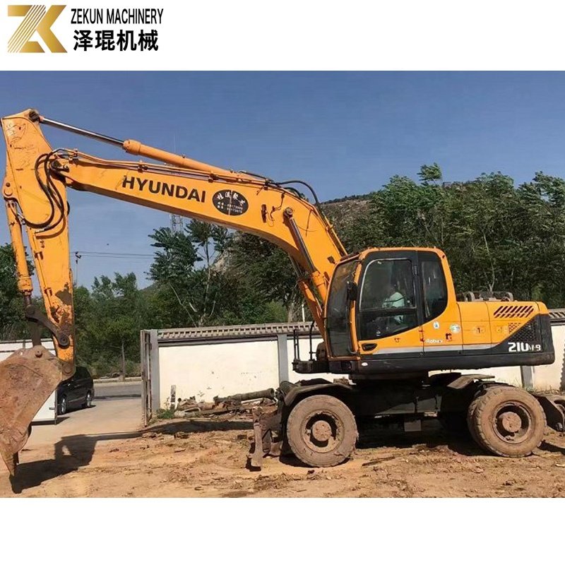 Wheel Type Digger Used Original Korea Hyundai 210 Excavator For Sale R210W-9
