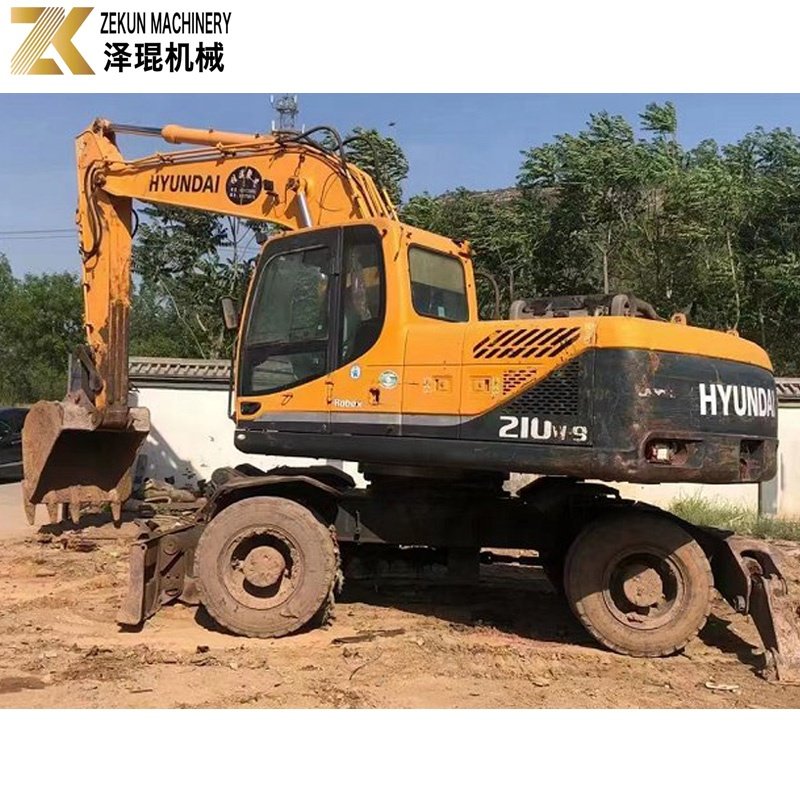 Wheel Type Digger Used Original Korea Hyundai 210 Excavator For Sale R210W-9