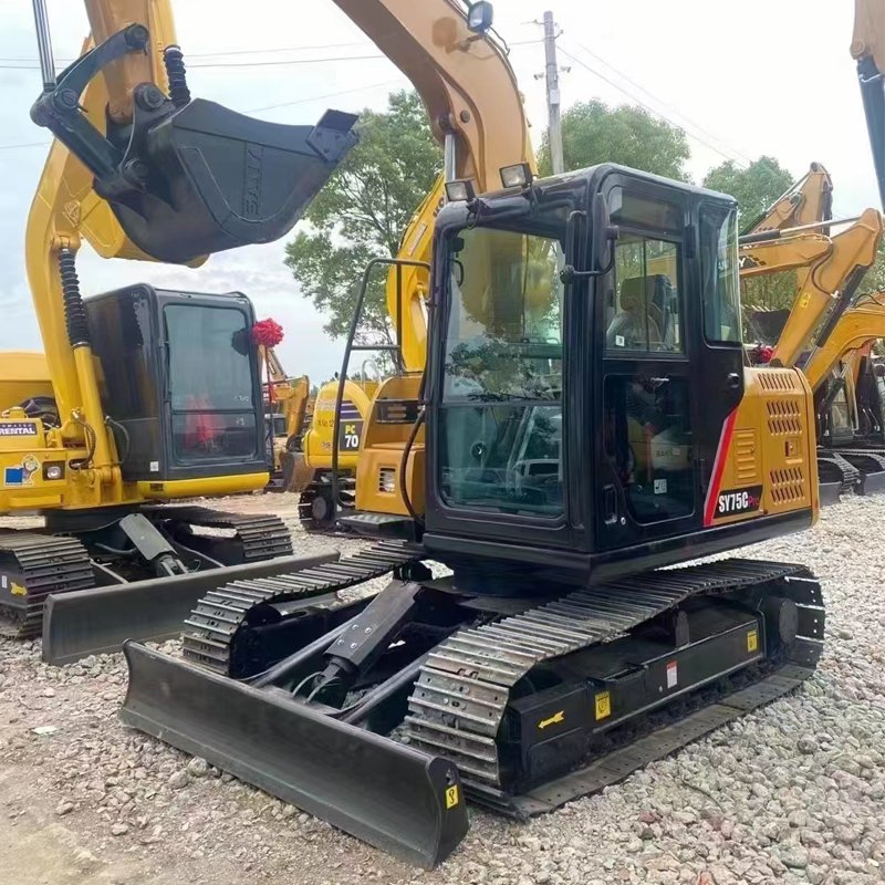 Chinese Used Excavator Sany SY75 Mini Second Hand Crawler Excavator Construction Machine Digger Machinery Mini Loader for Sale