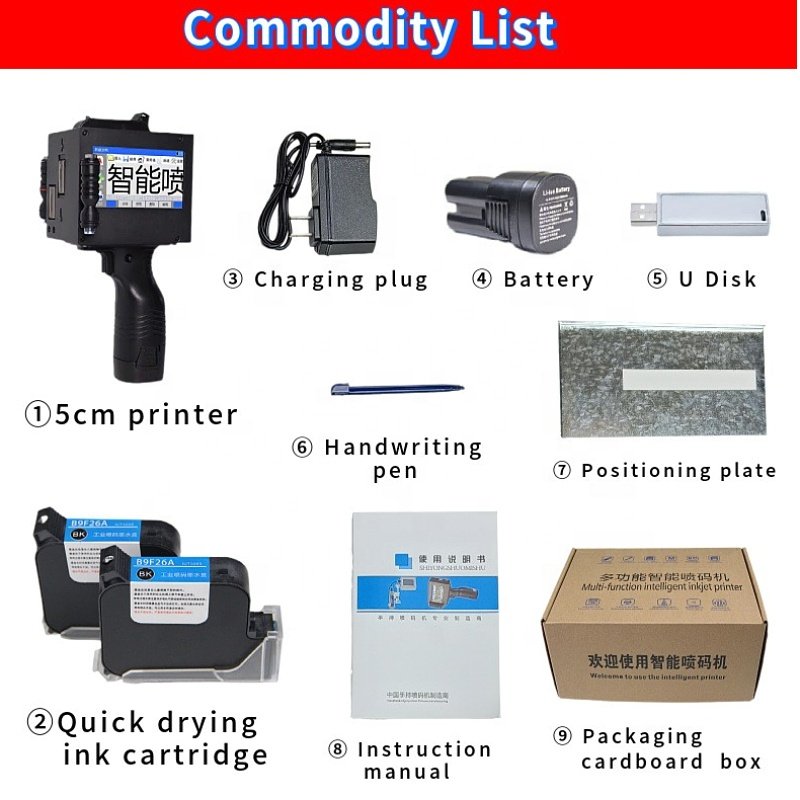 50.8mm Hand Held Inkjet Printer box carton packaging inkjet printer 5cm logo coding machine gun