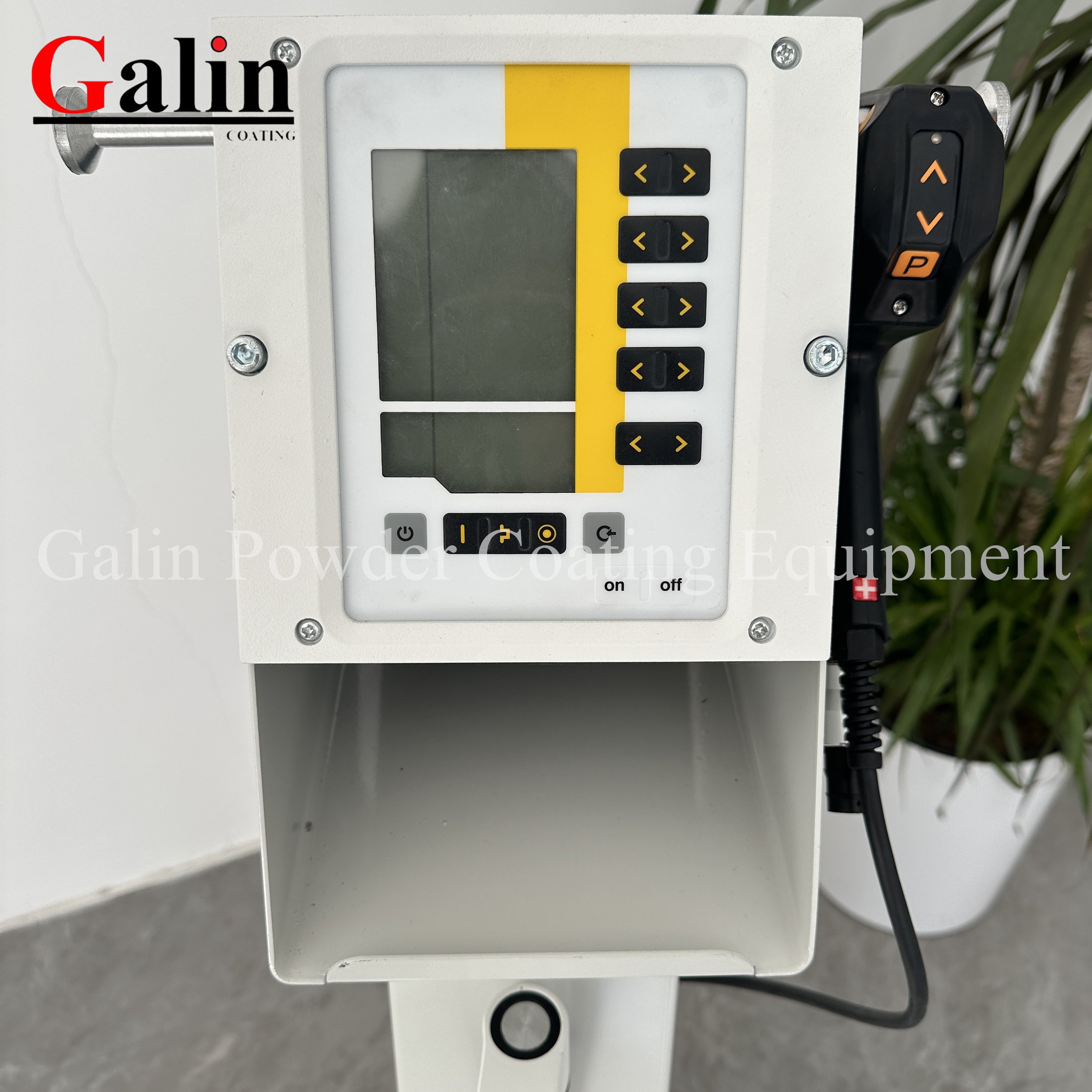 Galin OPT 02 PRO B Manual Vibrate Box Feed Electrostatic Powder Coating Machine with spray gun remote control wheels