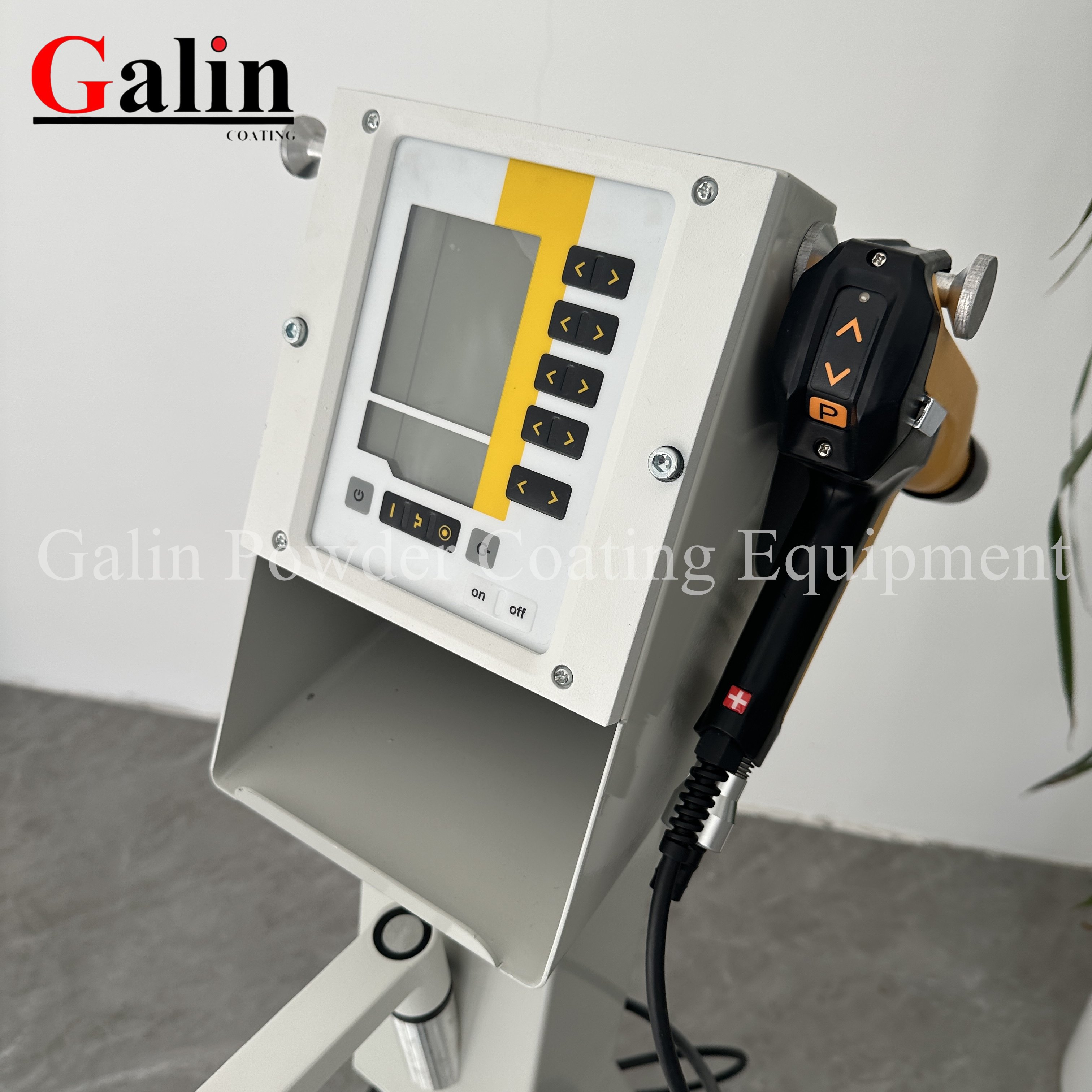 Galin OPT 02 PRO B Manual Vibrate Box Feed Electrostatic Powder Coating Machine with spray gun remote control wheels