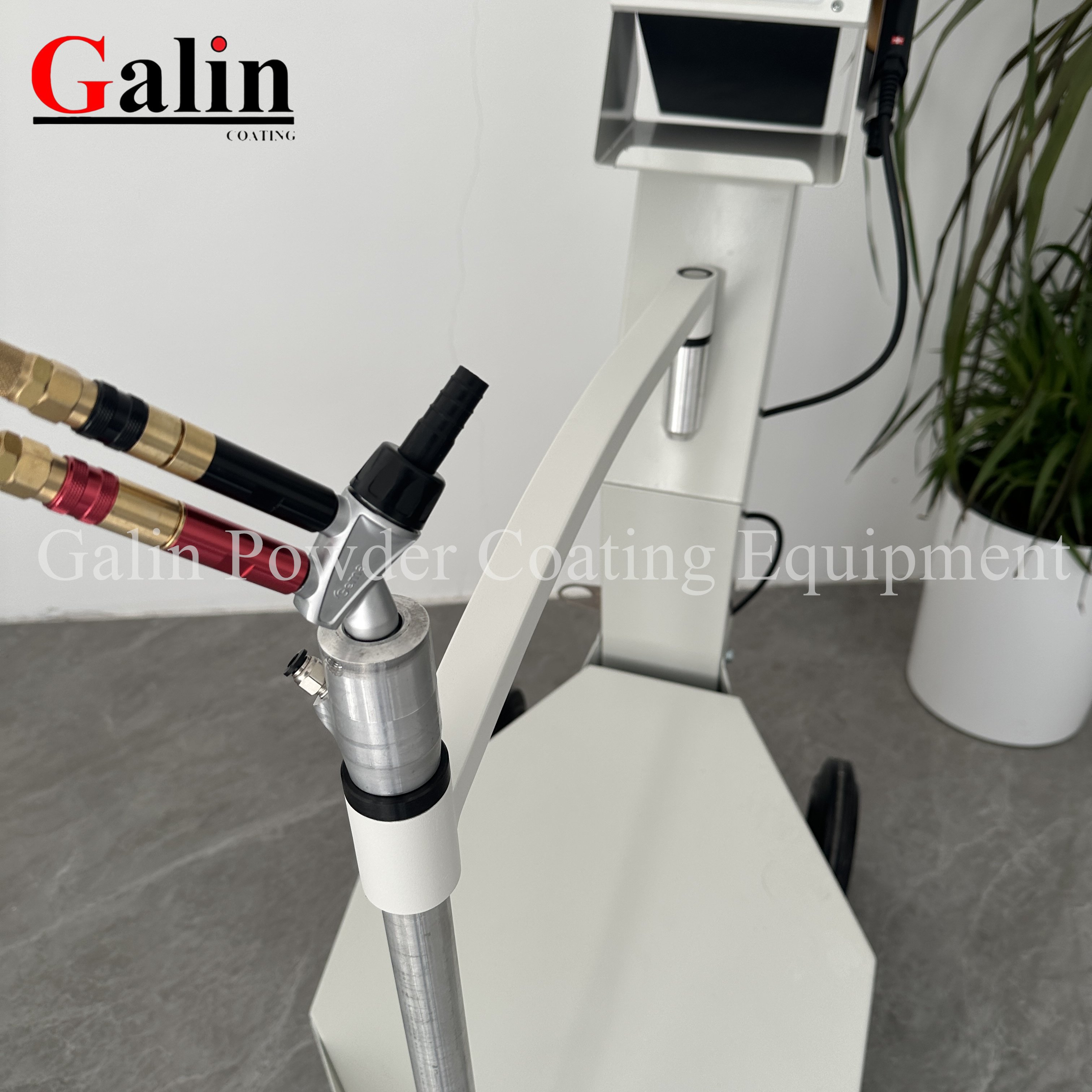 Galin OPT 02 PRO B Manual Vibrate Box Feed Electrostatic Powder Coating Machine with spray gun remote control wheels