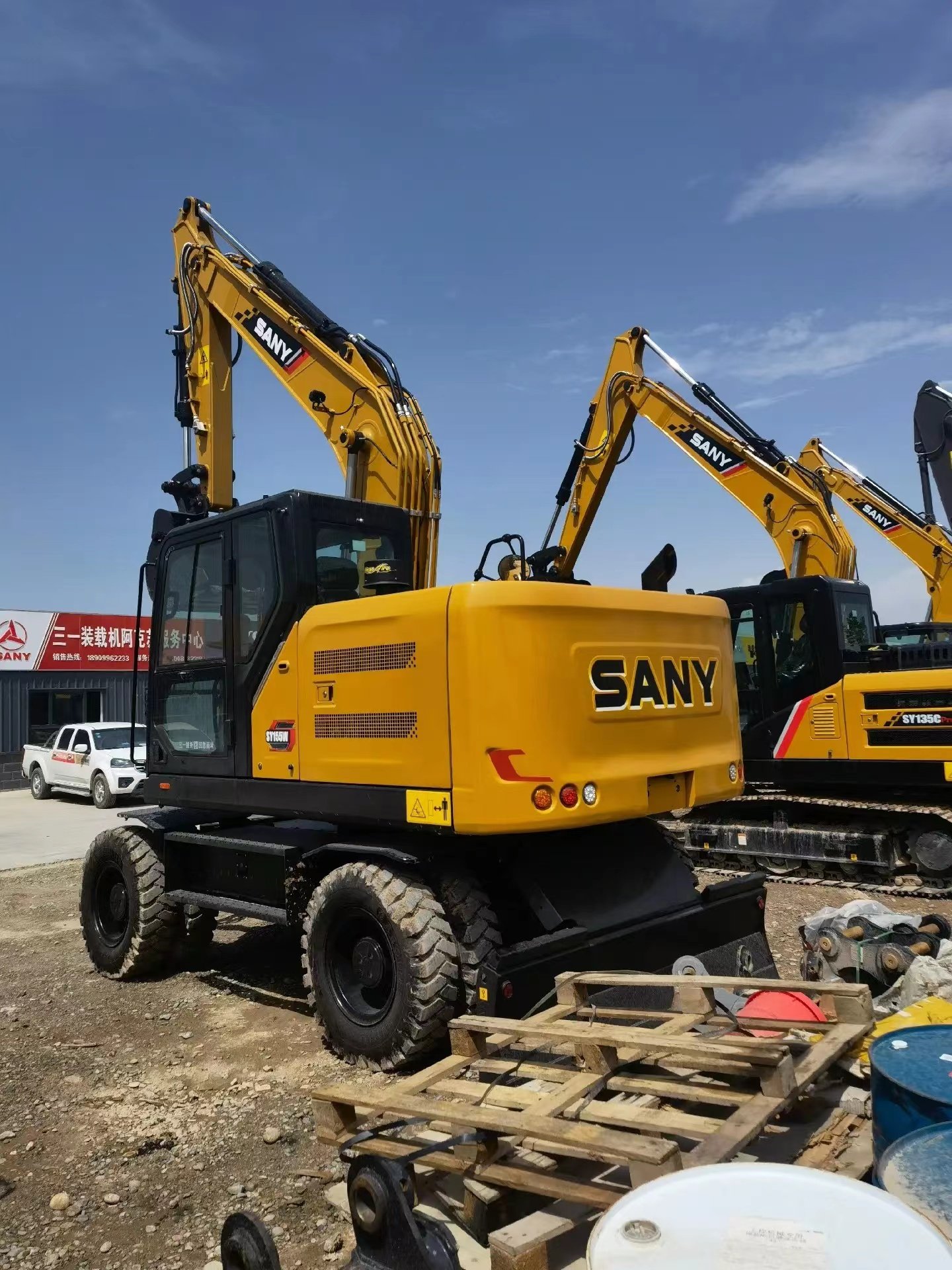 High Quality Used Sany SY155W Hydraulic Crawler Excavator Low Price Second Hand Digger Machine Isuzu Pump Gear Bearing