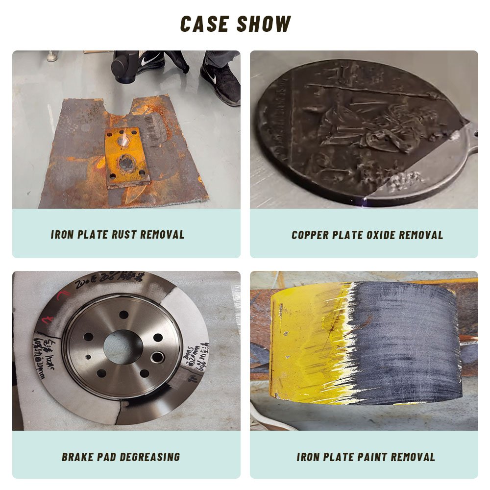 Pulse laser cleaning machine is used to clean rust paint grease and dust on different materials