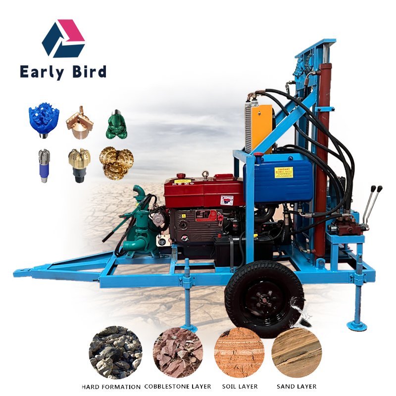 Hot selling 100m 150m 200m Diesel hydraulic portable water well drill rig drilling machine Mine Drilling Rigs