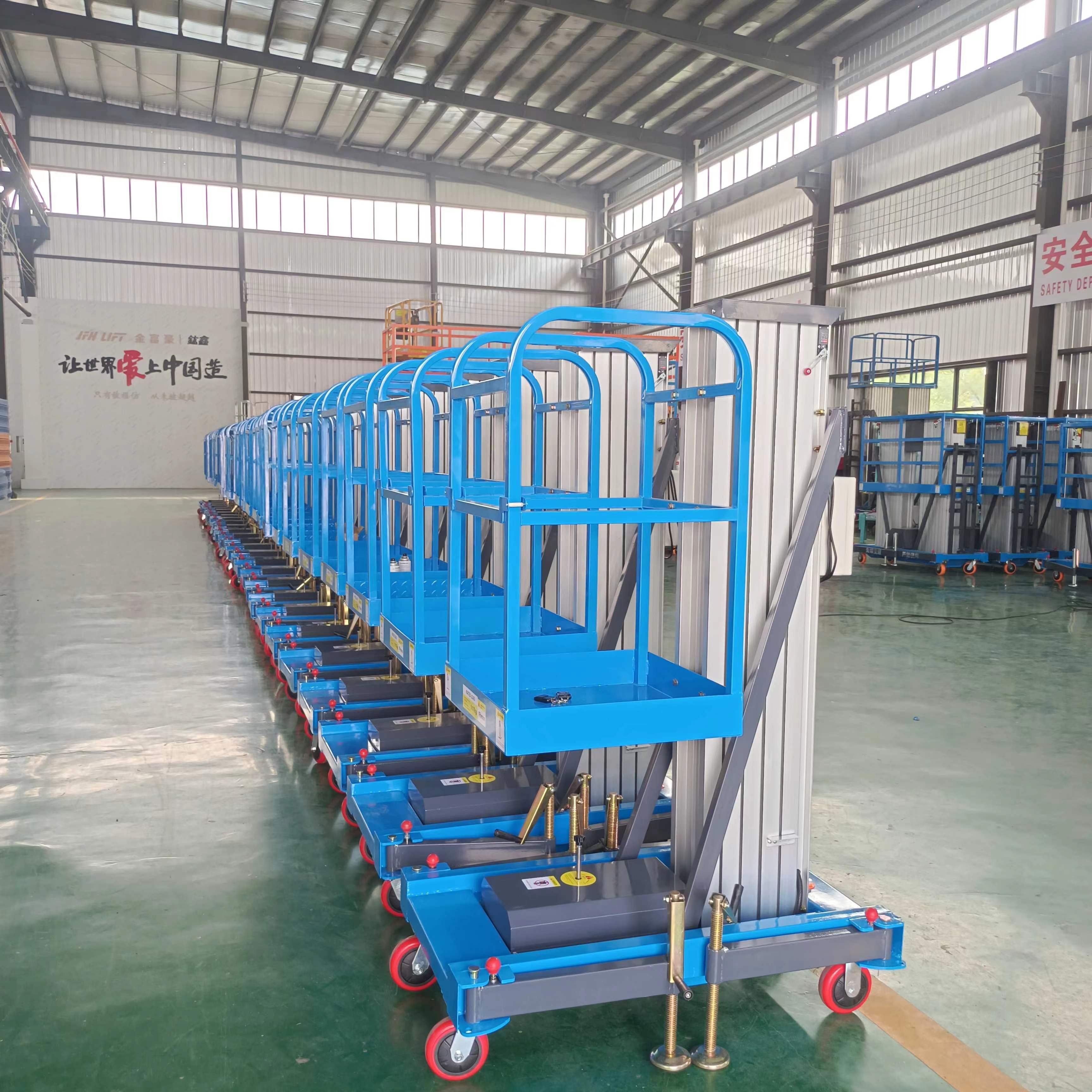 4-18M lifting height with 100-300kg mast aluminum alloy aerial working platform used for maintenance