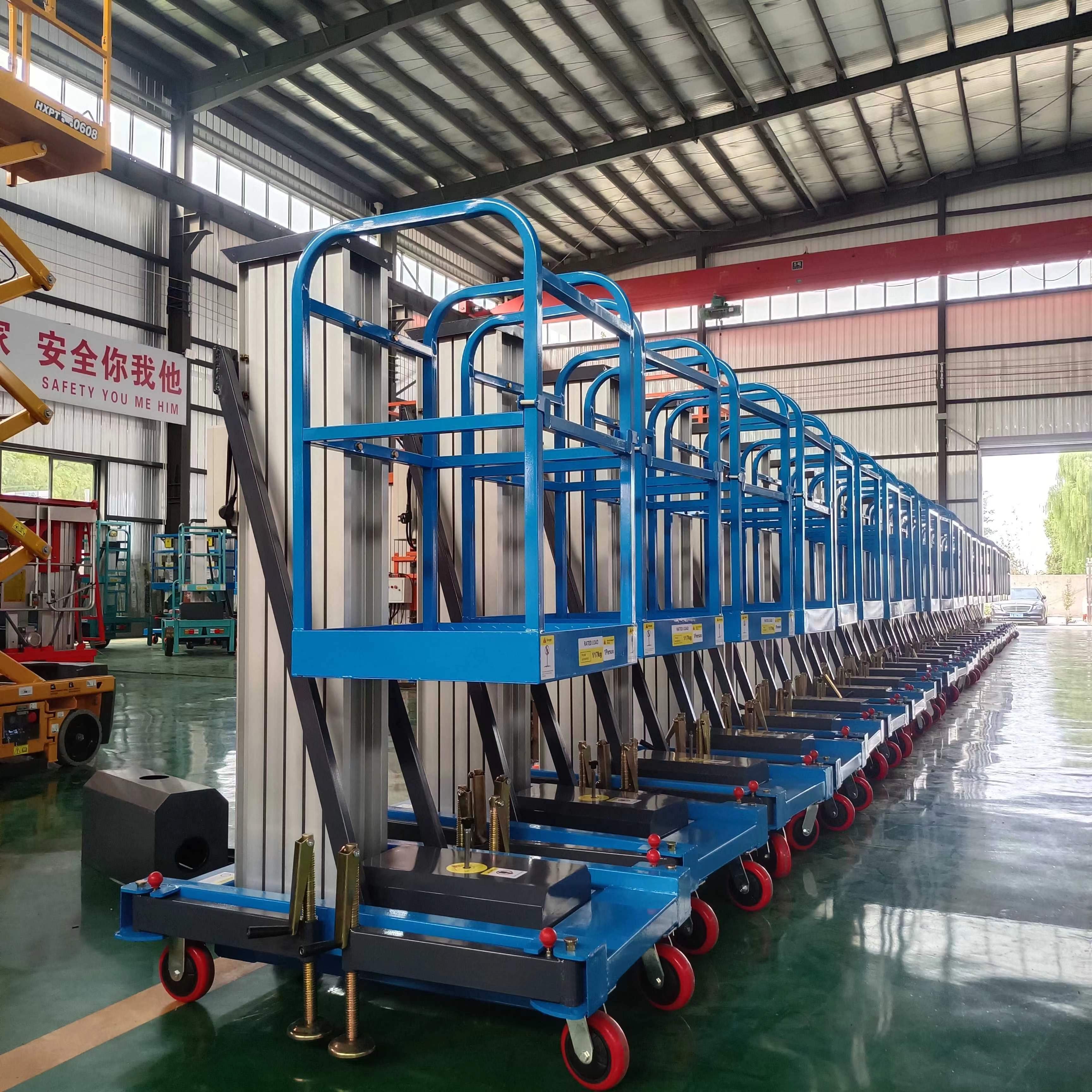 4-18M lifting height with 100-300kg mast aluminum alloy aerial working platform used for maintenance