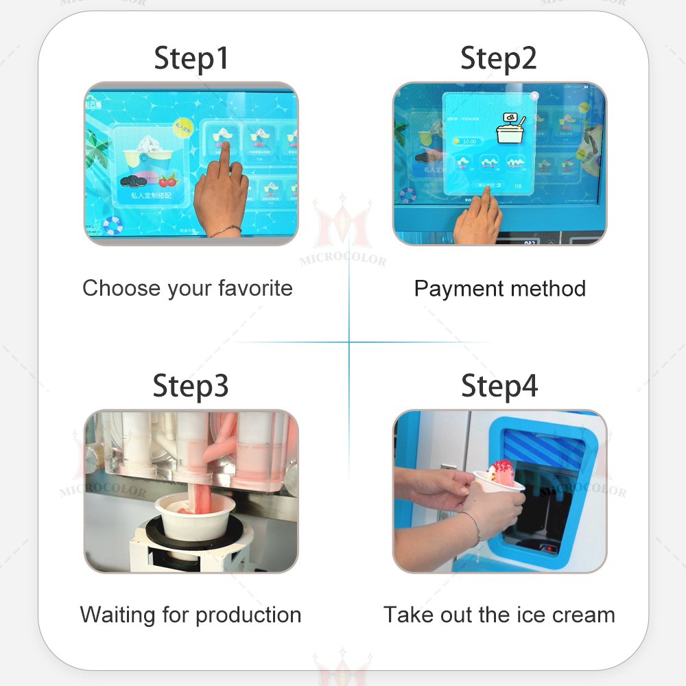 Self Service Touch Screen Smart 24 Hours Ice Cream Maker Machine Automatic Soft Ice Creme Machine Ice Cream Vending machine