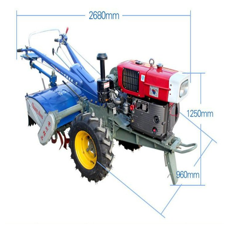 2024 good quality Mini 12 hp 18hp 15hp 20hp hand walking agricultural two wheel plough tractor