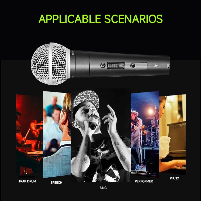 SM58S Karaoke Wired Microfone Cardioid Vocal Mic Dynamic Microphone Guangdong Singing Machine Microphone Smm107 Microfono Sm 58