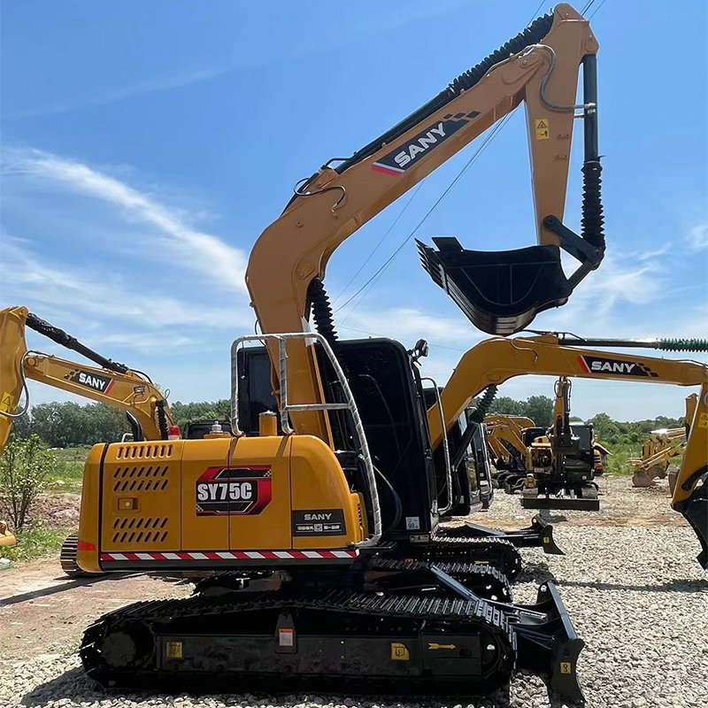 Second-hand Sany mini machinery hydraulic crawler excavadora backhoe 7ton used digger sany75second-hand machinery Farm excavator