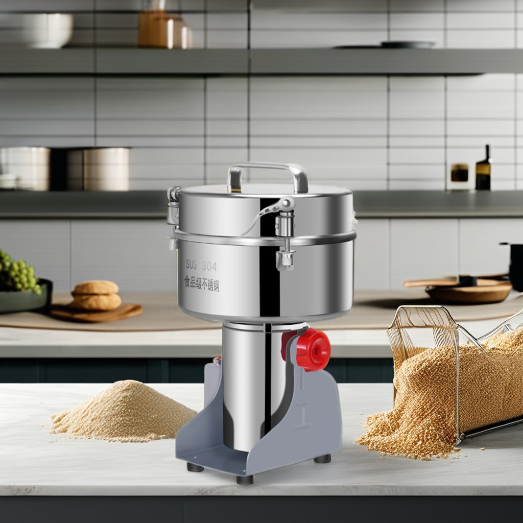 Multifunctional 3000g Electric Steel Flour Mill Machine Automatic Powder Grinder Coffee Wheat Corn-for Home Use