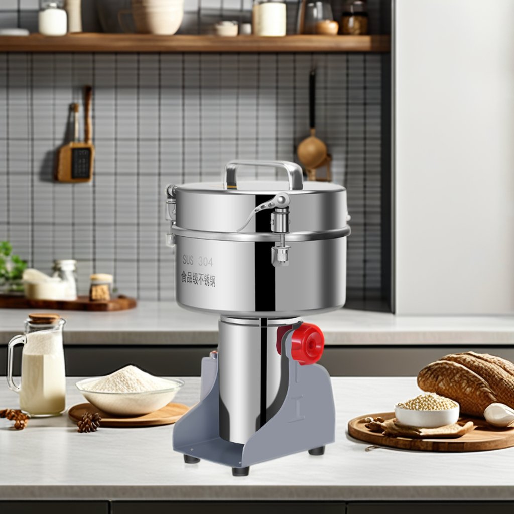 Multifunctional 3000g Electric Steel Flour Mill Machine Automatic Powder Grinder Coffee Wheat Corn-for Home Use