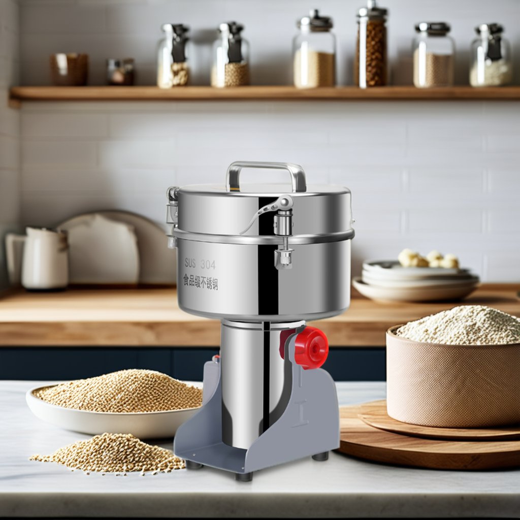 Multifunctional 3000g Electric Steel Flour Mill Machine Automatic Powder Grinder Coffee Wheat Corn-for Home Use