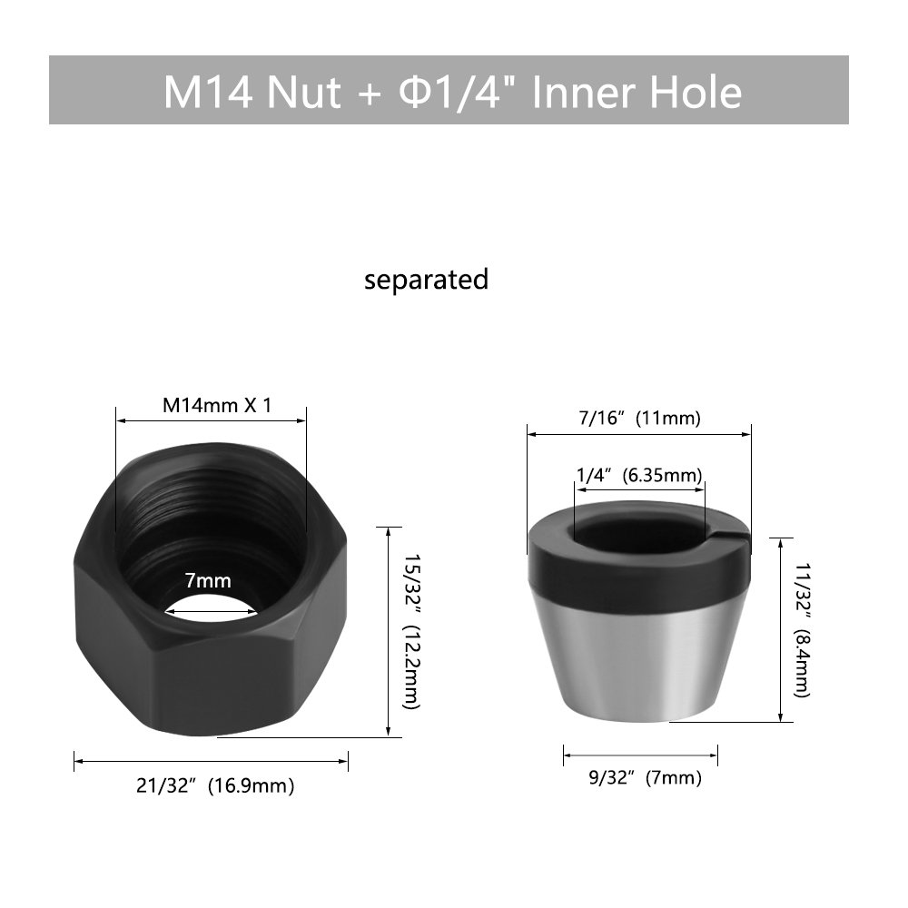 LAVIE Carving machine collet trimming machine woodworking accessories adapter ER clamp nut -C NUT COLLET