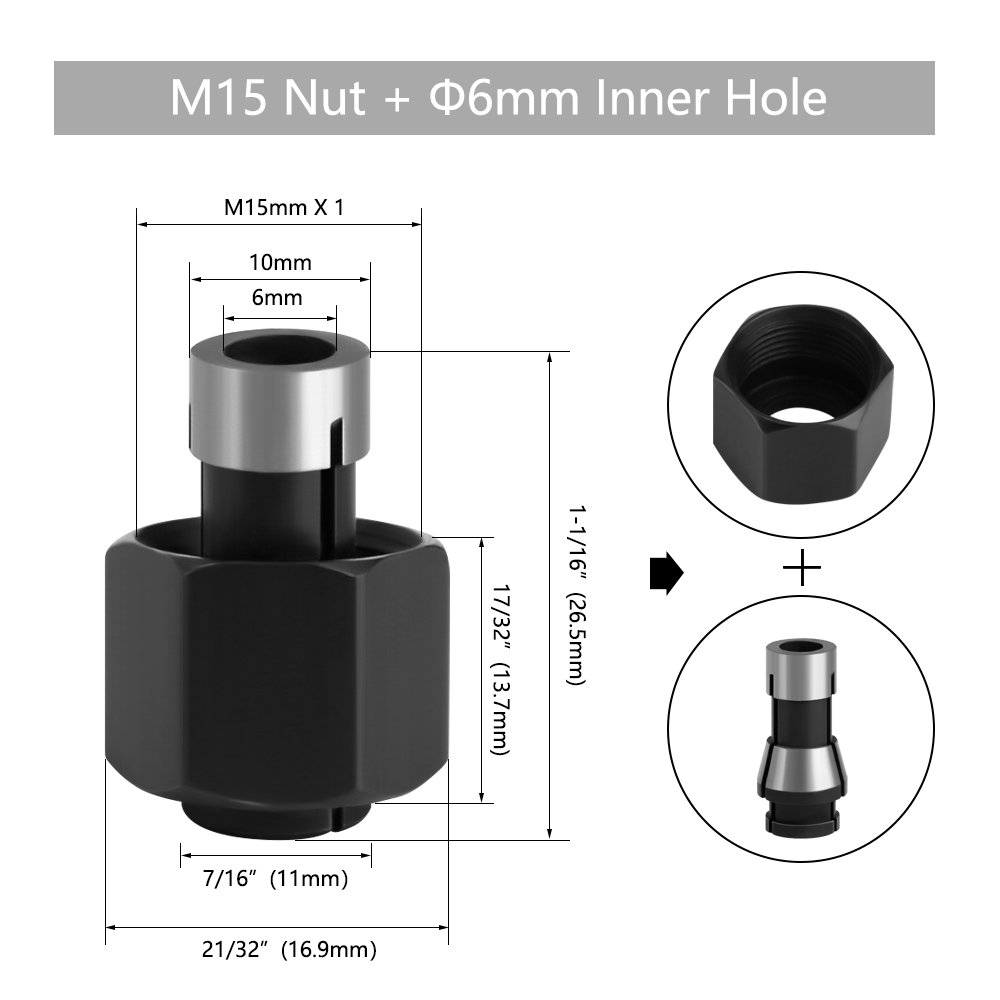 LAVIE Carving machine collet trimming machine woodworking accessories adapter ER clamp nut -C NUT COLLET