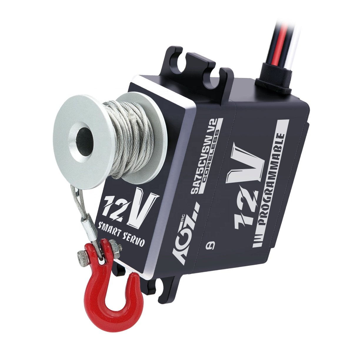 AGFRC SA75CVSW 3S Lipo 45KG 0.09Sec High Torque Metal Gear Programmable Coreless Motor 360 Degree Smart Servo Digital for RC Car