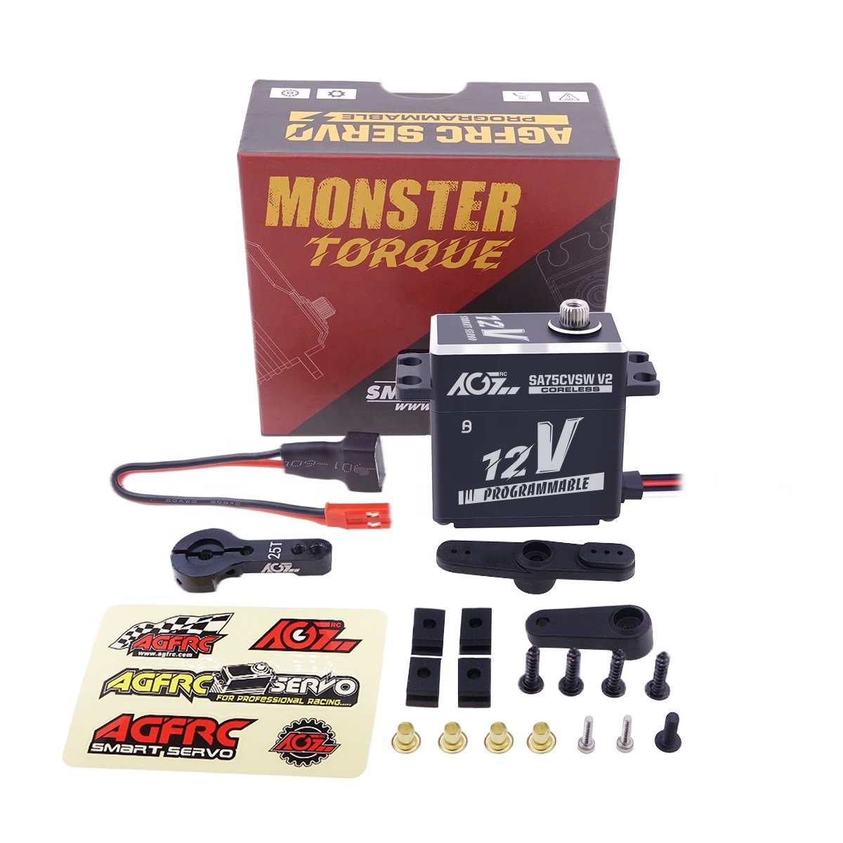 AGFRC SA75CVSW 3S Lipo 45KG 0.09Sec High Torque Metal Gear Programmable Coreless Motor 360 Degree Smart Servo Digital for RC Car